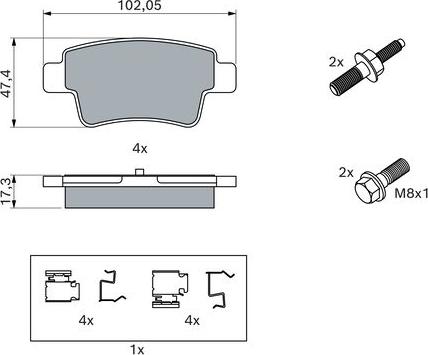 BOSCH 0 986 494 222 - Тормозные колодки, дисковые, комплект unicars.by