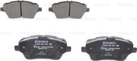 BOSCH 0 986 494 792 - Тормозные колодки, дисковые, комплект unicars.by