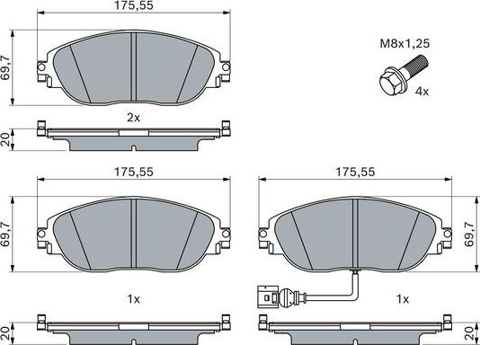 BOSCH 0 986 494 704 - Тормозные колодки, дисковые, комплект unicars.by