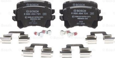 BOSCH 0 986 494 731 - Тормозные колодки, дисковые, комплект unicars.by