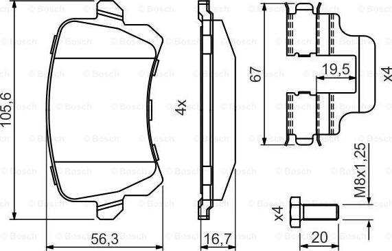 BOSCH 0 986 494 731 - Тормозные колодки, дисковые, комплект unicars.by