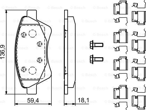 BOSCH 0 986 494 725 - Тормозные колодки, дисковые, комплект unicars.by