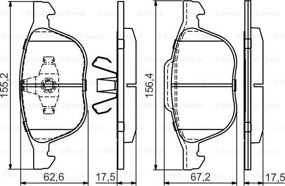 BOSCH 0 986 495 450 - Тормозные колодки, дисковые, комплект unicars.by