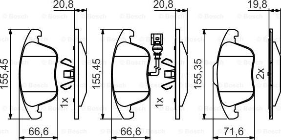 BOSCH 0 986 495 464 - Тормозные колодки, дисковые, комплект unicars.by