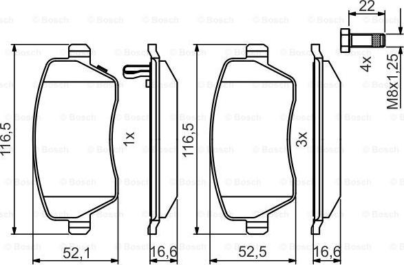 BOSCH 0986495485 - Тормозные колодки, дисковые, комплект unicars.by