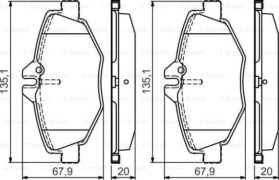 BOSCH 0986495433 - Тормозные колодки, дисковые, комплект unicars.by