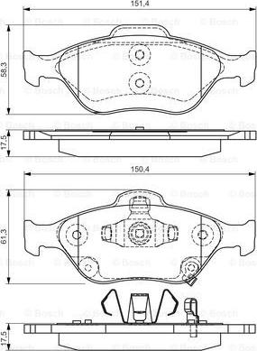 BOSCH 0 986 495 093 - Тормозные колодки, дисковые, комплект unicars.by