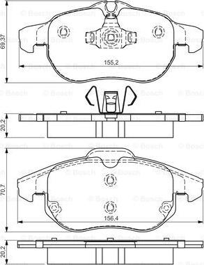 BOSCH 0 986 495 053 - Тормозные колодки, дисковые, комплект unicars.by