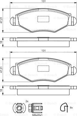 BOSCH 0 986 495 052 - Тормозные колодки, дисковые, комплект unicars.by