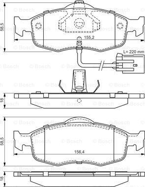 BOSCH 0 986 495 003 - Тормозные колодки, дисковые, комплект unicars.by