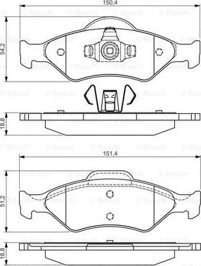 BOSCH 0 986 495 019 - Тормозные колодки, дисковые, комплект unicars.by