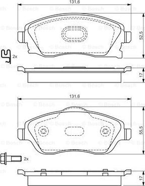 BOSCH 0 986 495 014 - Тормозные колодки, дисковые, комплект unicars.by