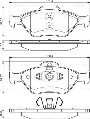 BOSCH 0 986 495 017 - Тормозные колодки, дисковые, комплект unicars.by