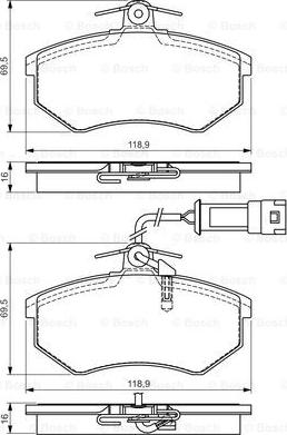 BOSCH 0 986 495 142 - Тормозные колодки, дисковые, комплект unicars.by