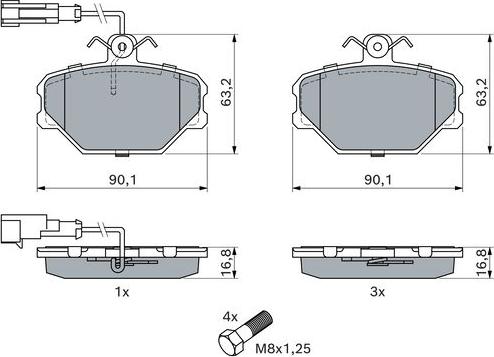 BOSCH 0 986 491 050 - Тормозные колодки, дисковые, комплект unicars.by