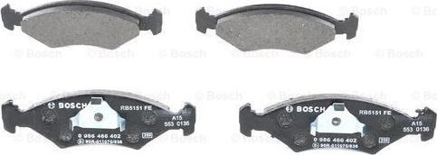 BOSCH 0 986 466 402 - Тормозные колодки, дисковые, комплект unicars.by