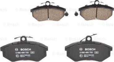 BOSCH 0 986 466 700 - Тормозные колодки, дисковые, комплект unicars.by