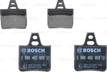 BOSCH 0 986 460 958 - Тормозные колодки, дисковые, комплект unicars.by