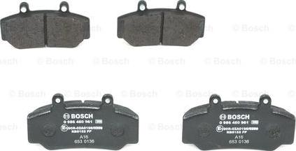 BOSCH 0 986 460 961 - Тормозные колодки, дисковые, комплект unicars.by