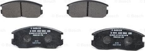 BOSCH 0 986 460 980 - Тормозные колодки, дисковые, комплект unicars.by