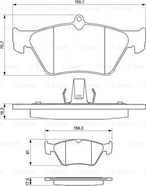 BOSCH 0 986 461 129 - Тормозные колодки, дисковые, комплект unicars.by