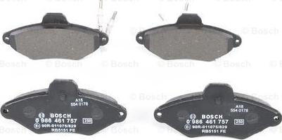 BOSCH 0 986 461 757 - Тормозные колодки, дисковые, комплект unicars.by