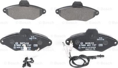 BOSCH 0 986 461 757 - Тормозные колодки, дисковые, комплект unicars.by