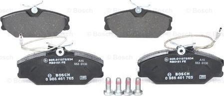 BOSCH 0 986 461 765 - Тормозные колодки, дисковые, комплект unicars.by