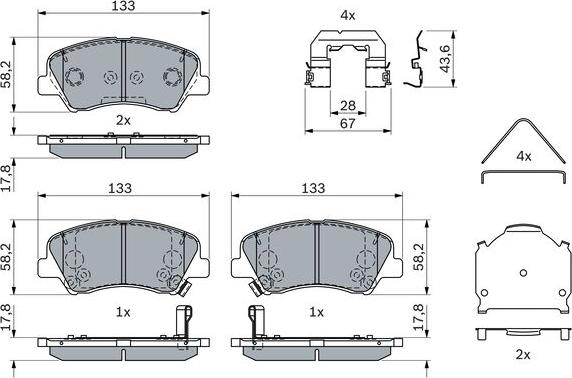 BOSCH 0 986 424 951 - Тормозные колодки, дисковые, комплект unicars.by