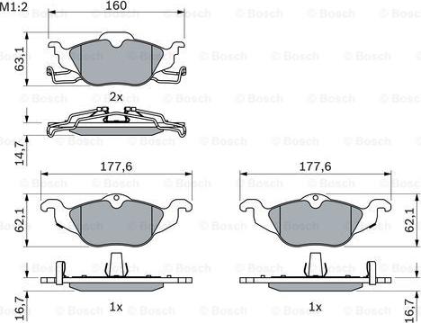 BOSCH 0 986 424 456 - Тормозные колодки, дисковые, комплект unicars.by