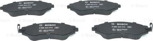 BOSCH 0 986 424 474 - Тормозные колодки, дисковые, комплект unicars.by