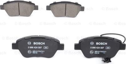 BOSCH 0 986 424 597 - Тормозные колодки, дисковые, комплект unicars.by