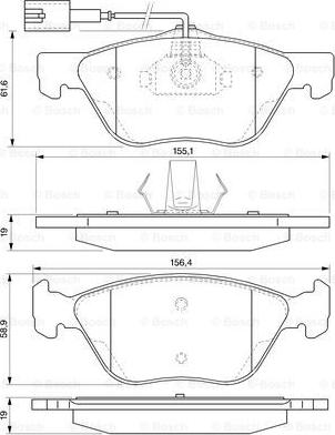 BOSCH 0 986 424 576 - Тормозные колодки, дисковые, комплект unicars.by