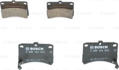 BOSCH 0 986 424 643 - Тормозные колодки, дисковые, комплект unicars.by