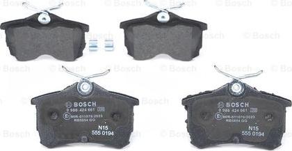 BOSCH 0 986 424 661 - Тормозные колодки, дисковые, комплект unicars.by