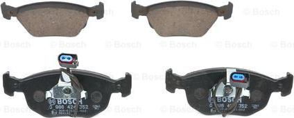 BOSCH 0 986 424 352 - Тормозные колодки, дисковые, комплект unicars.by