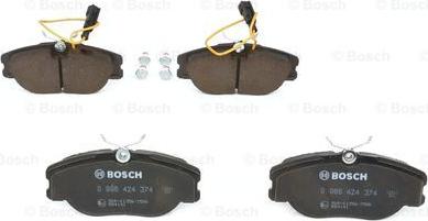 BOSCH 0 986 424 374 - Тормозные колодки, дисковые, комплект unicars.by