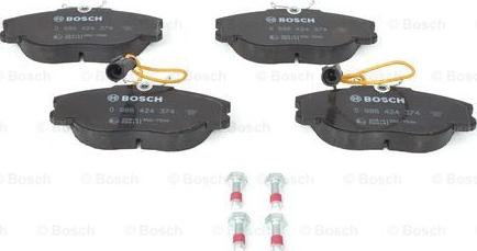 BOSCH 0 986 424 374 - Тормозные колодки, дисковые, комплект unicars.by