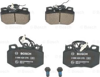 BOSCH 0 986 424 376 - Тормозные колодки, дисковые, комплект unicars.by