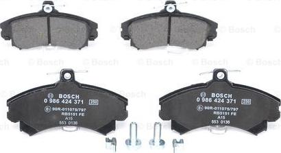 BOSCH 0 986 424 371 - Тормозные колодки, дисковые, комплект unicars.by