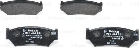 BOSCH 0 986 424 251 - Тормозные колодки, дисковые, комплект unicars.by