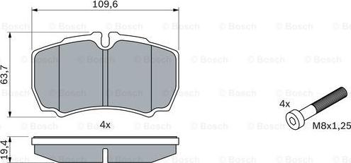 BOSCH 0 986 424 750 - Тормозные колодки, дисковые, комплект unicars.by