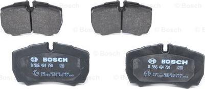 BOSCH 0 986 424 750 - Тормозные колодки, дисковые, комплект unicars.by