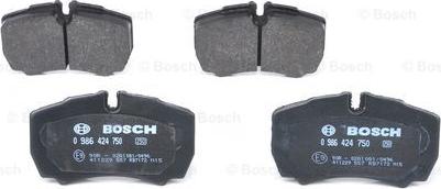 BOSCH 0 986 424 750 - Тормозные колодки, дисковые, комплект unicars.by