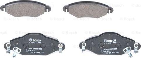 BOSCH 0 986 424 788 - Тормозные колодки, дисковые, комплект unicars.by