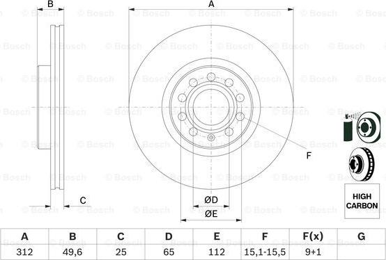 BOSCH 0 986 479 058 - Тормозной диск unicars.by