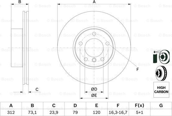 BOSCH 0 986 479 381 - Тормозной диск unicars.by