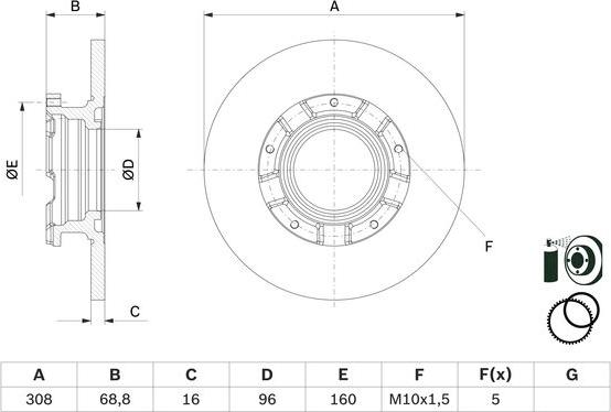 BOSCH 0 986 479 F62 - Тормозной диск unicars.by