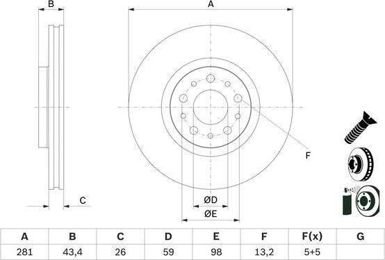 BOSCH 0 986 479 G82 - Тормозной диск unicars.by