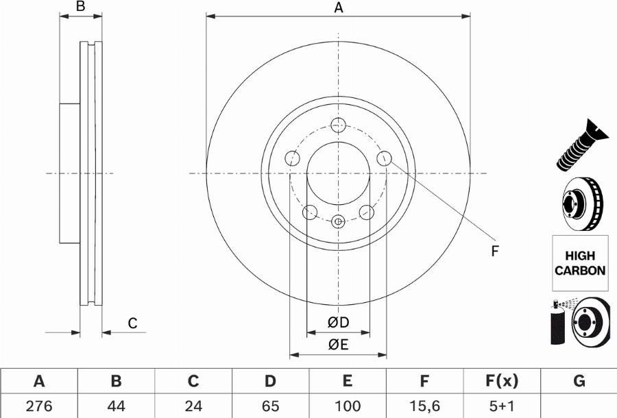 BOSCH 0 986 479 H71 - Тормозной диск unicars.by